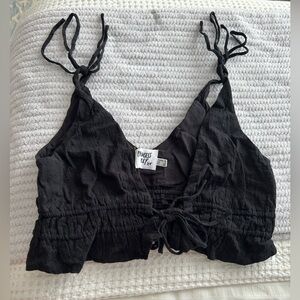 Princess Polly Black Tie-Front Cropped Camisole